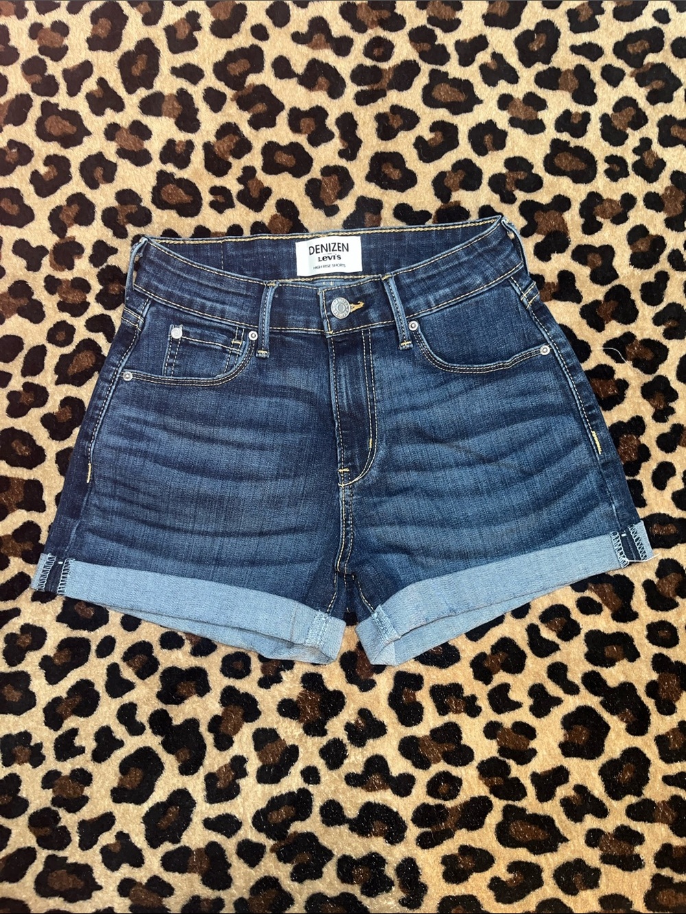 Denizen from Levi's Dark Blue High-Rise Rolled Hem Denim Shorts